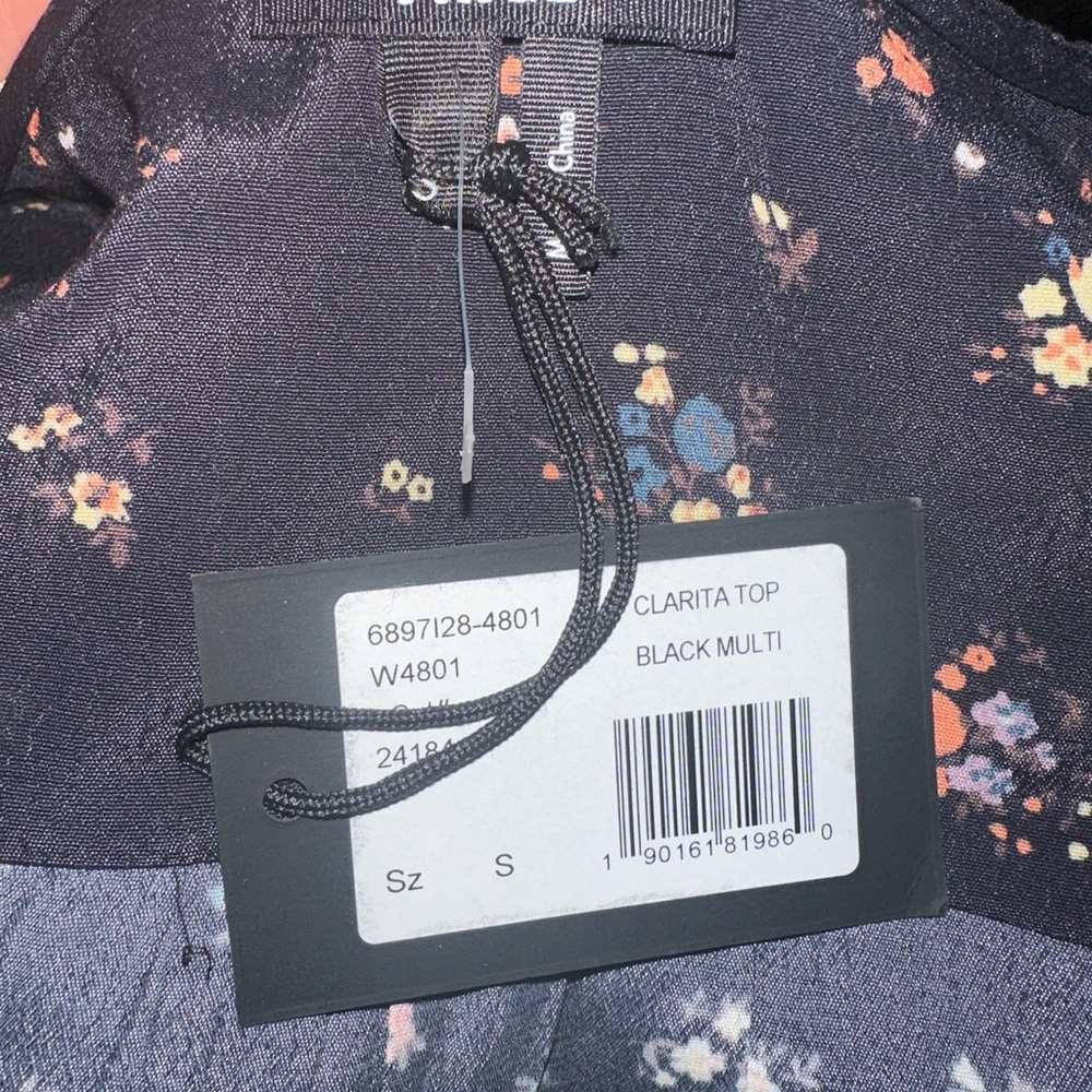 PAIGE NWT small Black Multi Clarita Top